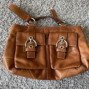 Coach saddle colored leather shoulder bag